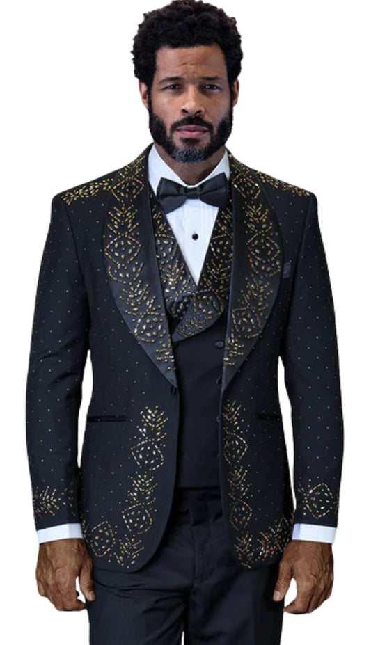 Statement ROBERTO-BLACK-GOLD Mens Suit
