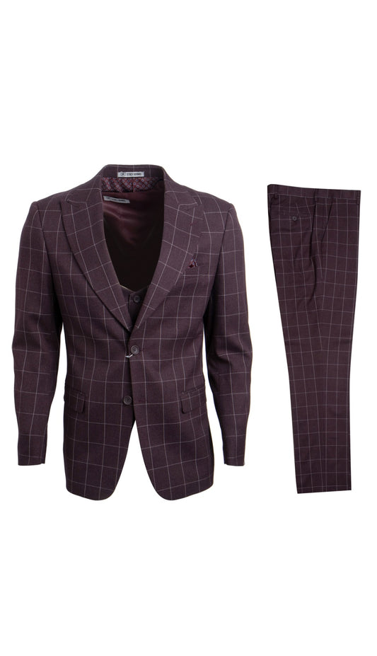 Stacy Adams SM120H1-03-BURG Mens Suit