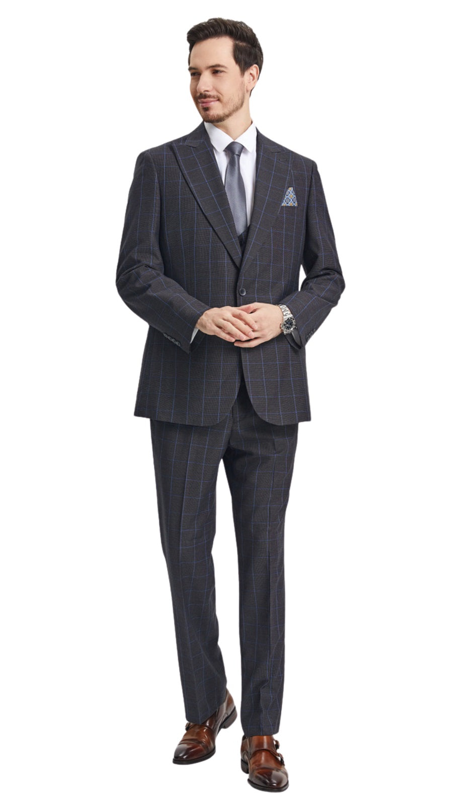 Stacy Adams SM172H1-21-DR-GRY Mens Suit