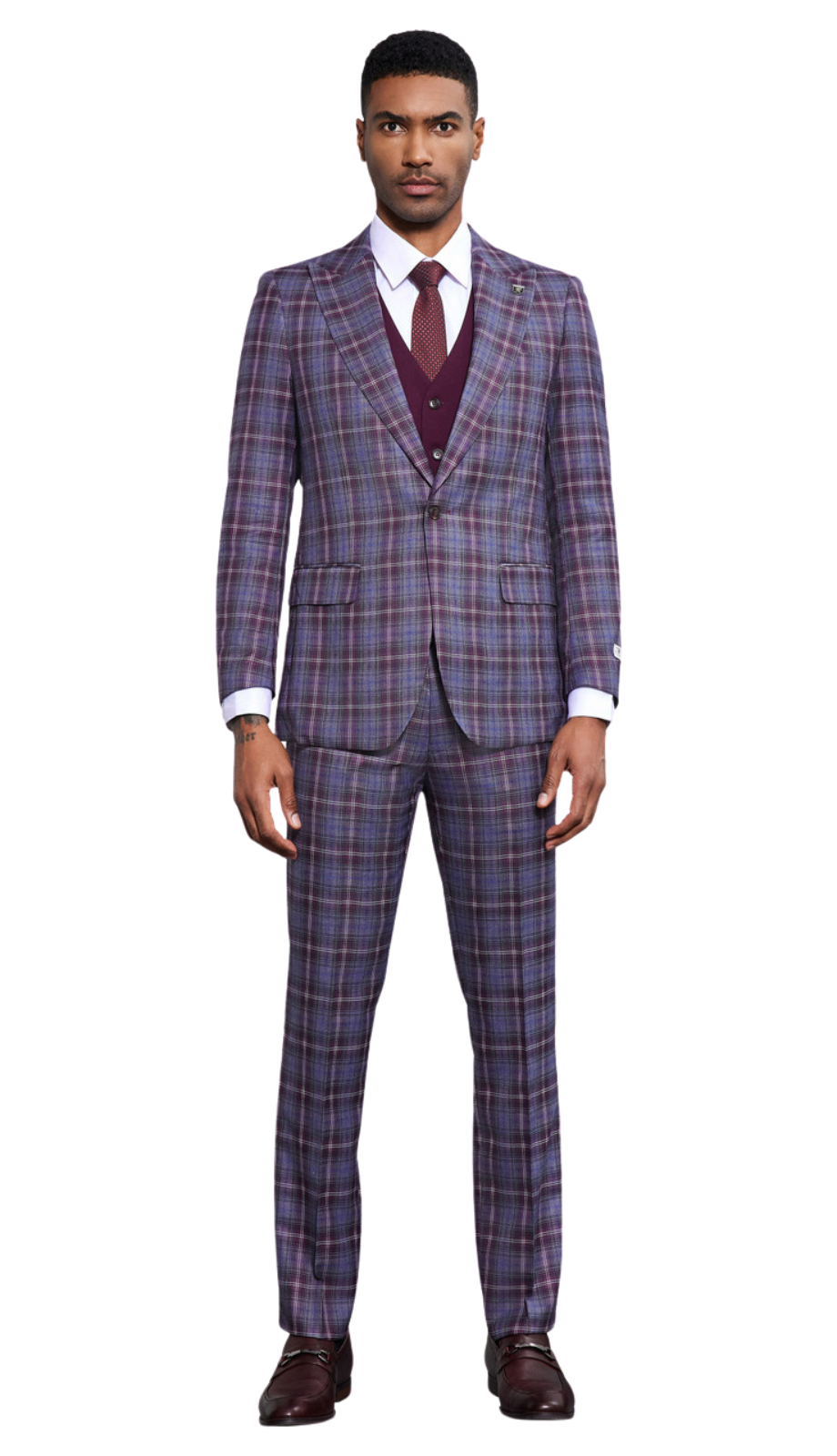 Stacy Adams SM177H1-25-WINE-GRY Mens Suit
