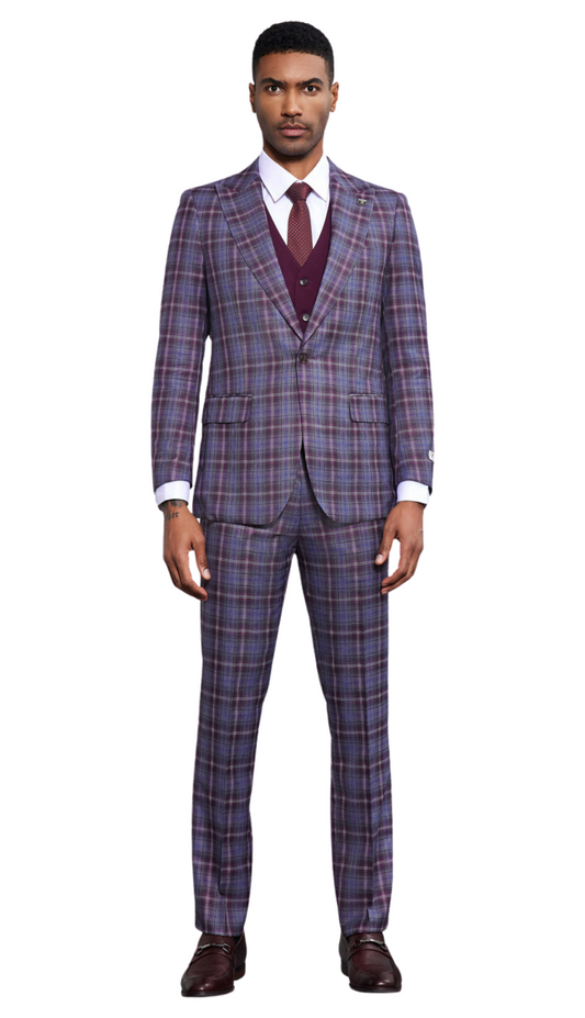 Stacy Adams SM177H1-25-WINE-GRY Mens Suit