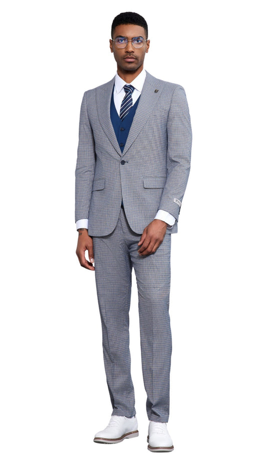 Stacy Adams SM183H1-02-GRY-BLUE Mens Suit