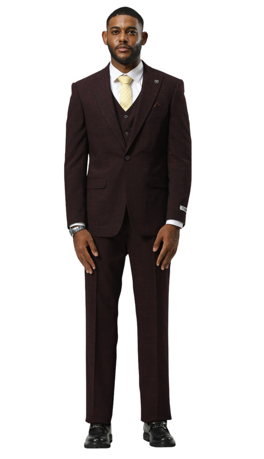 Stacy Adams SM189H1-03-BURG Mens Suit
