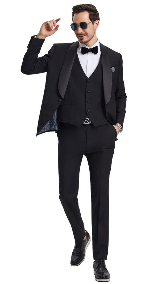 Stacy Adams SMT282H1-01-BLK Mens Suit