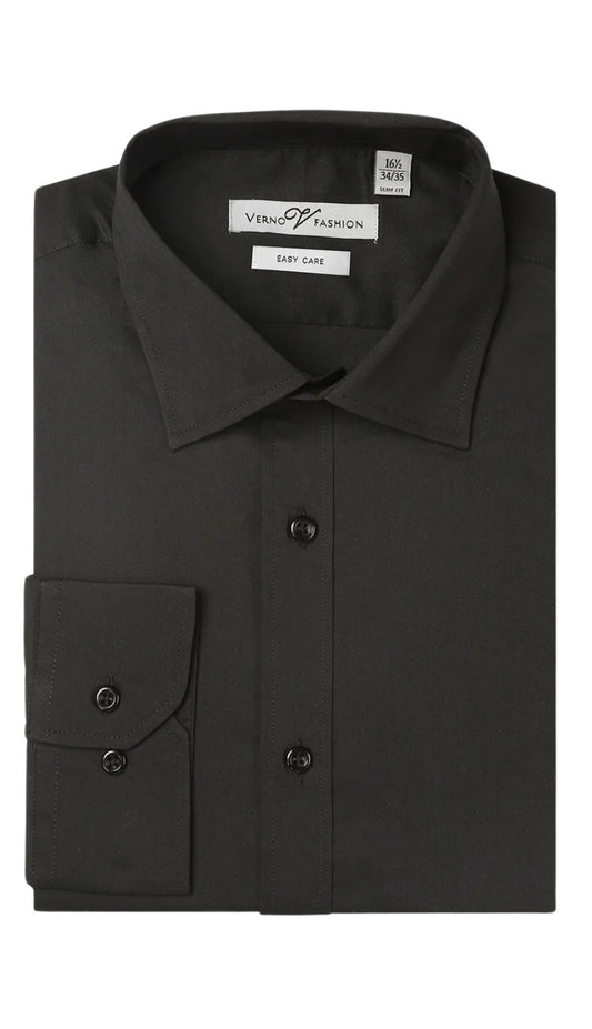 Renoir Mens Shirts SS214-BLK ( Slim Fit Cotton Easy Care Dress Shirt )