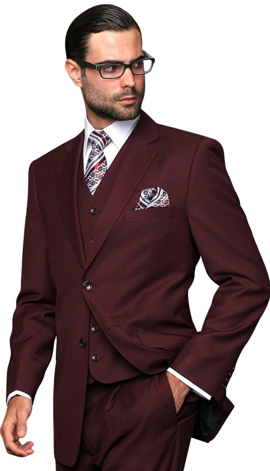 Statement STZV-100-BURGUNDY-3PC Mens Suit