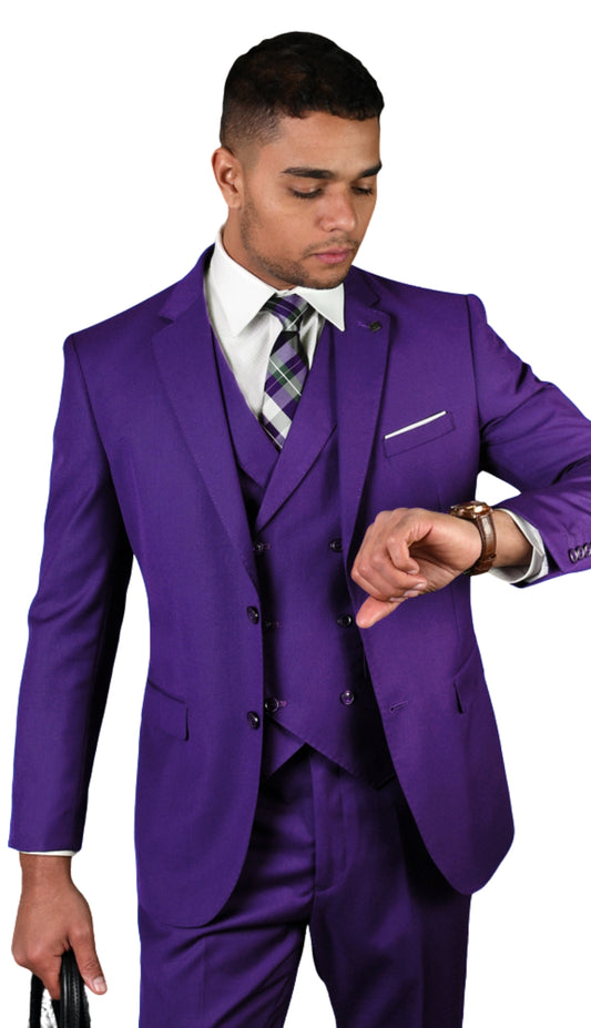 Statement STZV-100-PURPLE-3PC Mens Suit