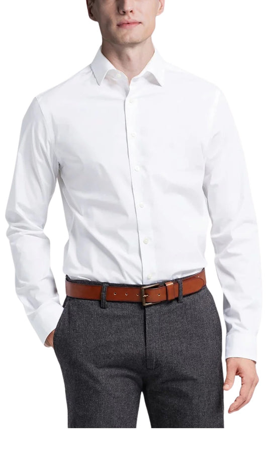 Renoir Mens  Shirt TC01-WHT ( Classic Fit Long Sleeve Spread Collar Dress Shirt )