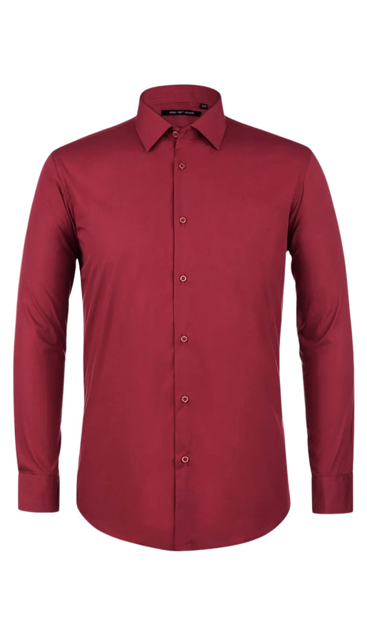 Renoir Mens Shirts TC626-BRI-RED ( Classic Fit Long Sleeve Spread Collar Dress Shirt )