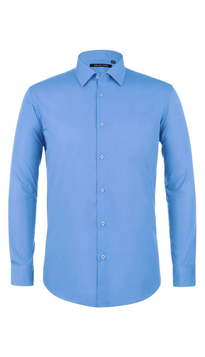 Renoir Mens Shirt TC627-LB ( Classic Fit Long Sleeve Spread Collar Dress Shirt )