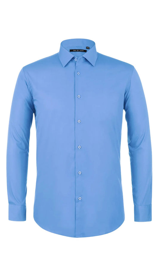 Renoir Mens Shirt TC627-LB ( Classic Fit Long Sleeve Spread Collar Dress Shirt )