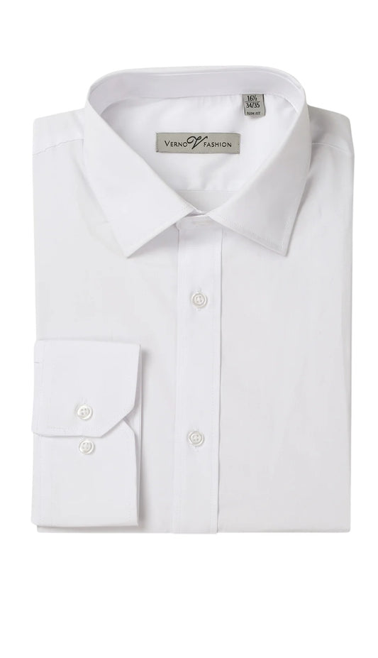 Renoir Mens Shirt TCS01-WHT ( Slim Fit Long Sleeve Stretch Dress Shirt )