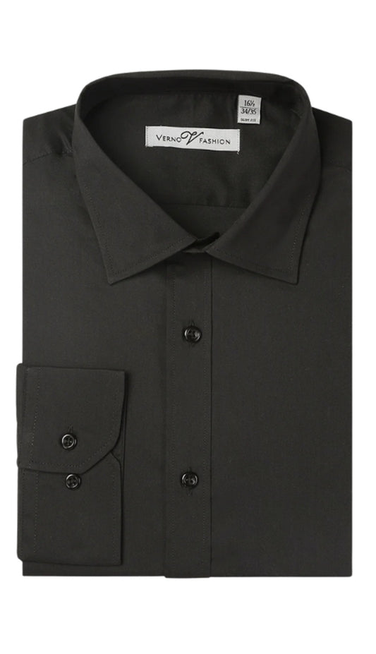Renoir Mens Shirt TCS22-BLK ( Slim Fit Long Sleeve Stretch Dress Shirt )