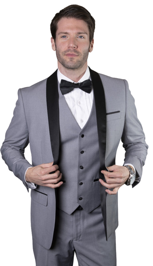 Statement TUX-SH-GREY-BLACK Mens Suit