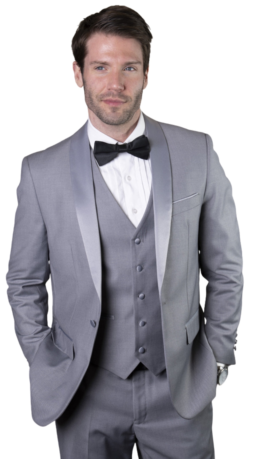Statement TUX-SH-GREY-GREY-3PC Mens Suit