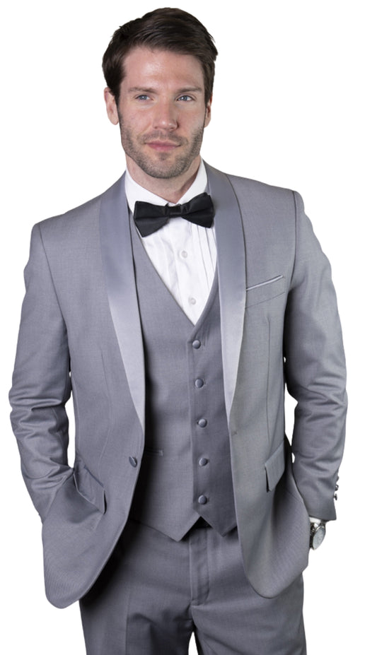 Statement TUX-SH-GREY-GREY-3PC Mens Suit