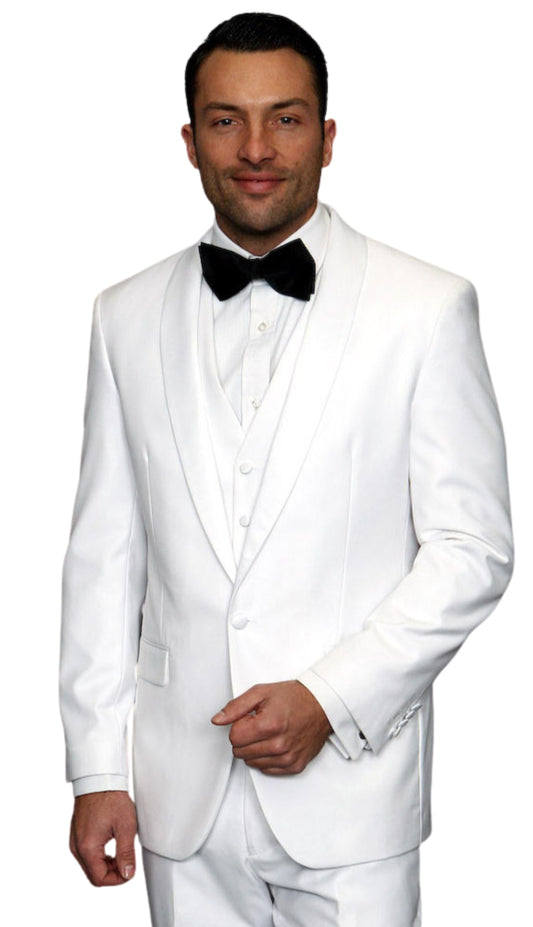 Statement TUX-SH-WHITE-3PC Mens Church Suit