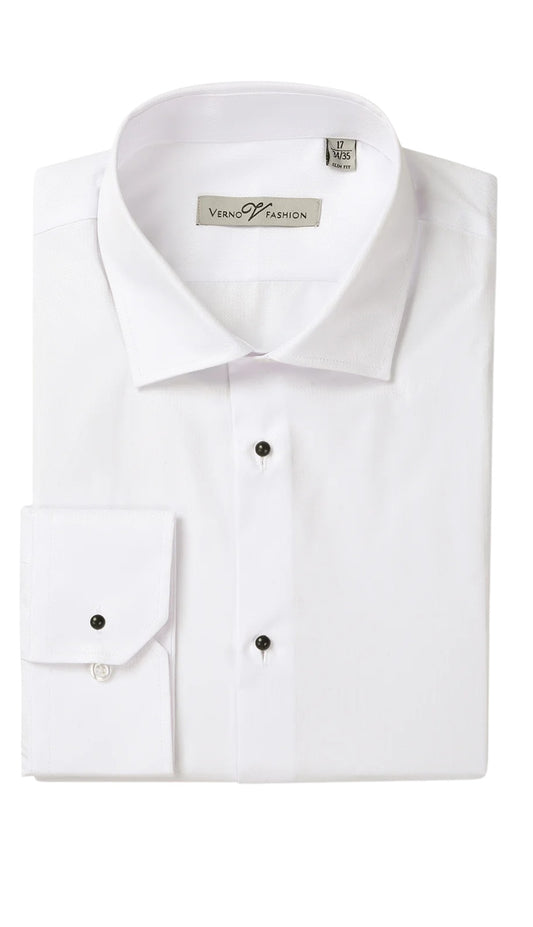 Renoir Mens Tuxedos TUX01-WHT ( Slim Fit Long Sleeve Tuxedo Dress Shirt )