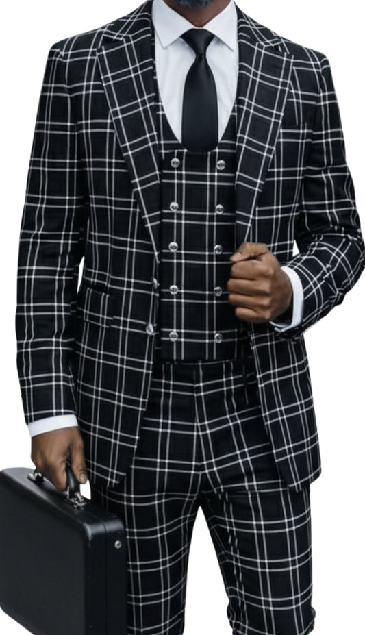 Statement VIOLA-BIANCA-BLACK-3PC Mens Suit