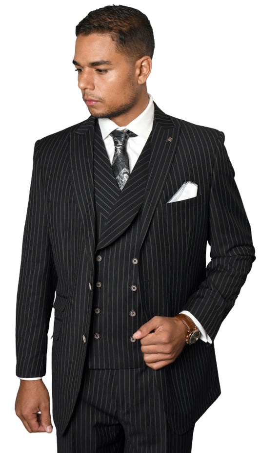 Statement ZARELLI-BLACK-3PC Mens Suit