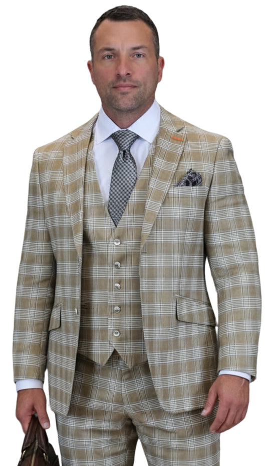 Statement -1-TAN-3PC Mens Suit