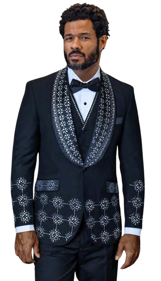 Statement CAVALI-BLK-WHT Mens Suit