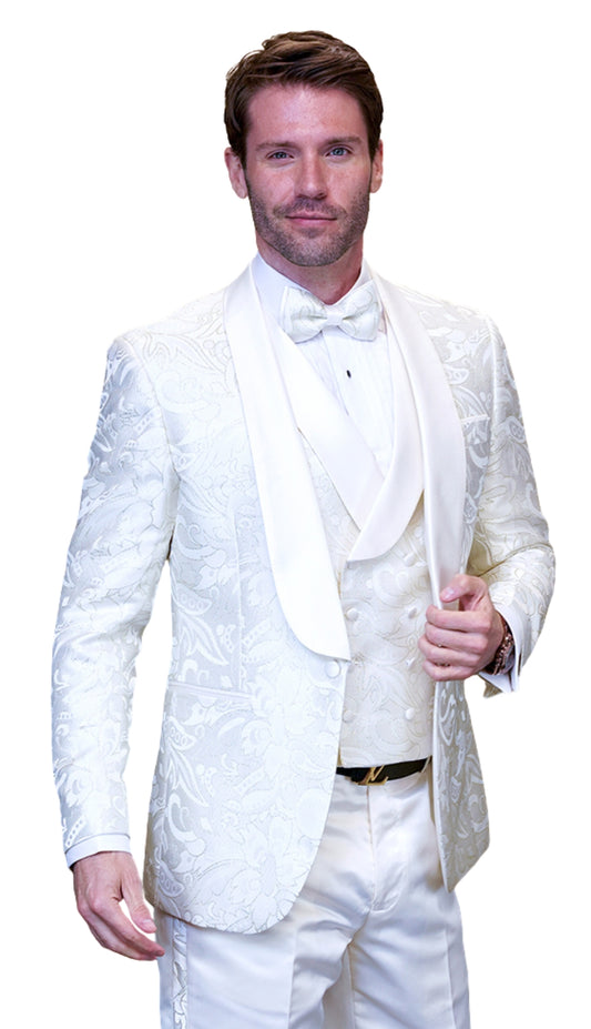 Statement DELANO-6-OFF-WHITE-3PC Mens Tuxedo