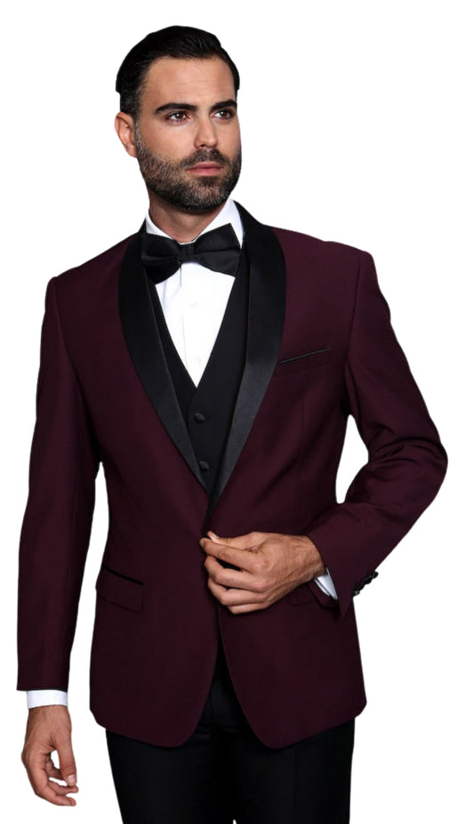 Statement -BURGUNDY-3PC Mens Church Suit