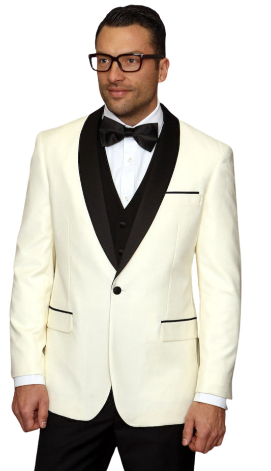 Statement ENCORE-OFF-WHITE-3PC Mens Suit