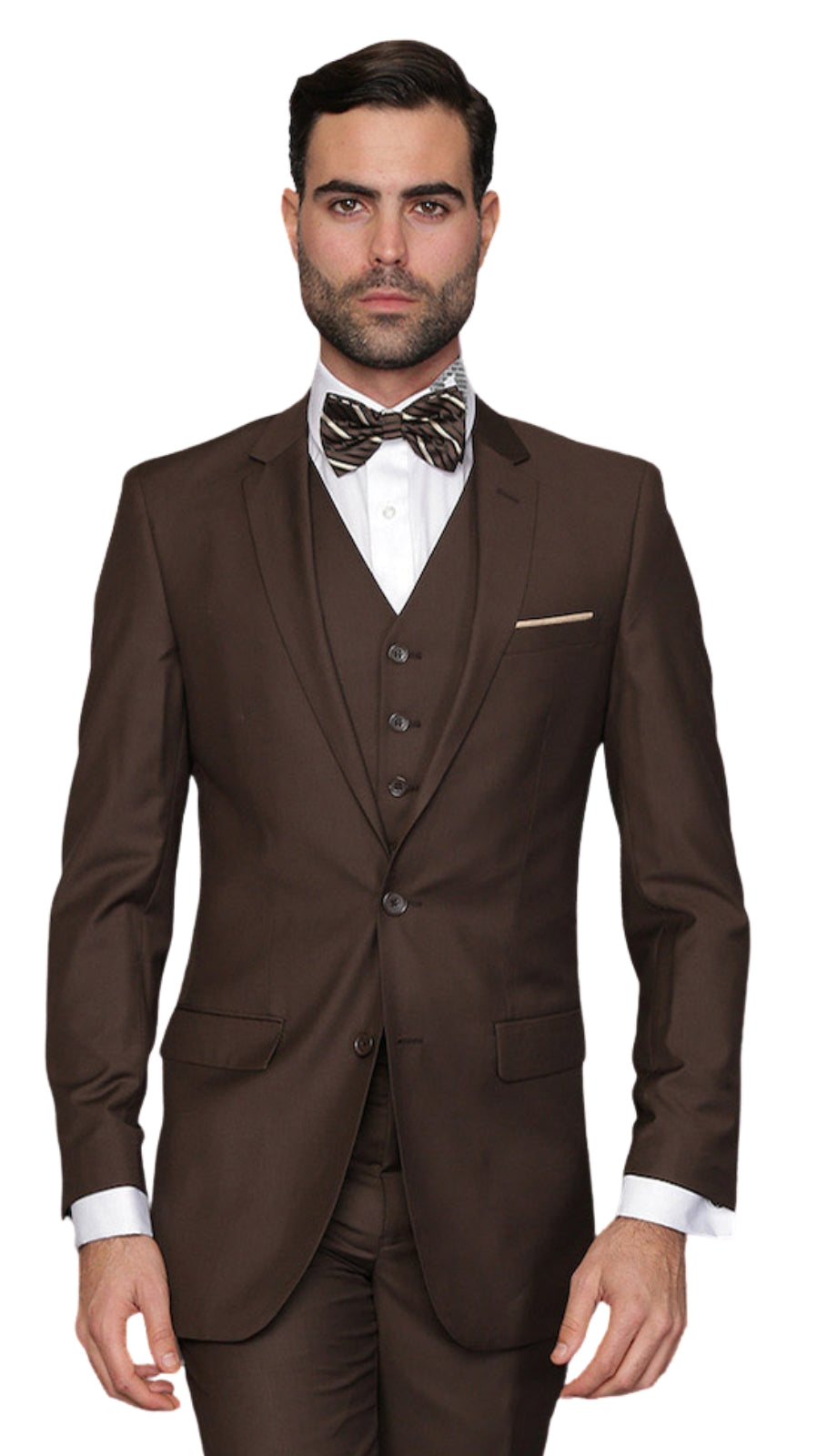 Statement LORENZO- BROWN-3PCC Mens Suit