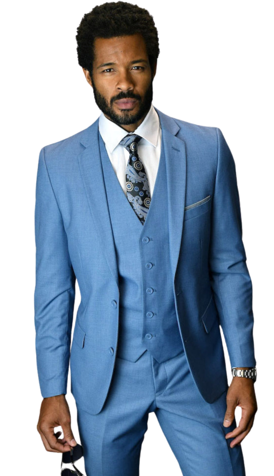 Statement LORENZO STEEL BLUE-3PC Mens Suit