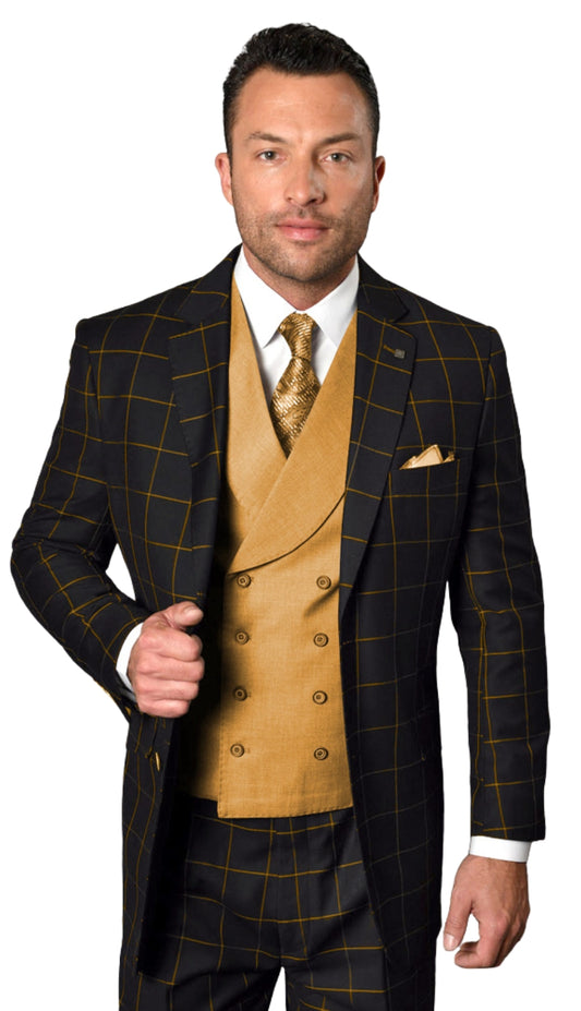 Statement LUCCA-BLK-TAU-3PC Mens Suit