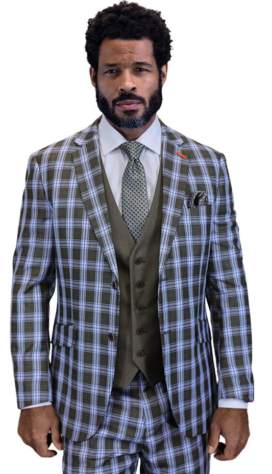 Statement ZILONI-1-BLUE-3PC Mens Suit